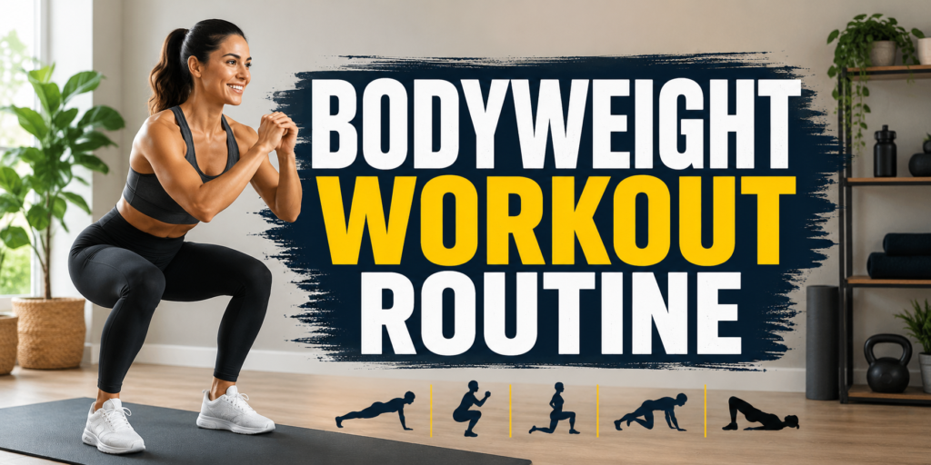 This beginner-friendly HIIT workout at home uses simple bodyweight exercises to help you build strength, improve cardio fitness, and get a full-body workout without equipment. Includes warm-up, cool-down, low-impact options, and easy modifications.